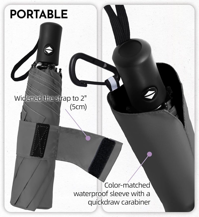 Lilac Compact Travel Windproof Umbrella, 43" Auto open/close Folding Quick Dry Umbrellas for Rain, Lightweight Portable Small for Backpack Car, Thoughtful Gift for Women Men Kids, TSA Approved - Image 4